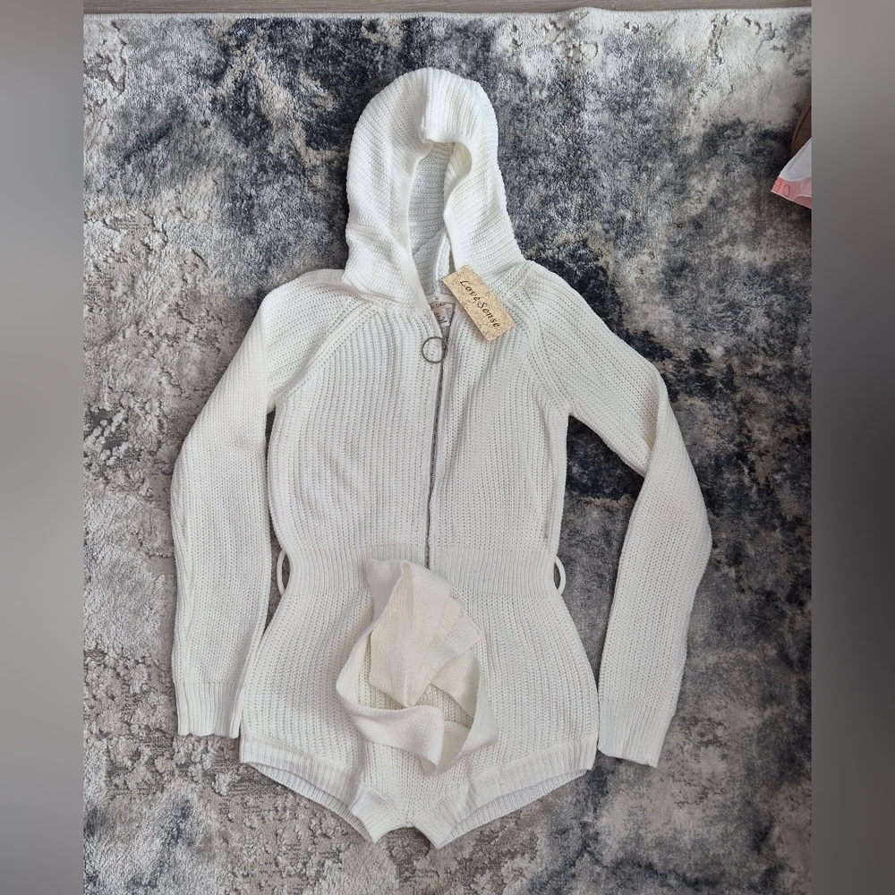 Cozy White Hooded Romper